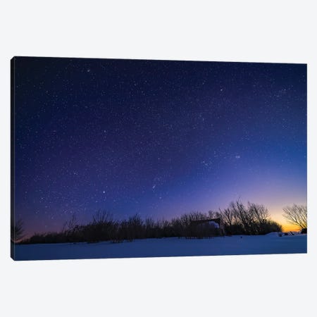 The Winter Sky With Orion Setting Into The West In The Evening Twilight, Alberta, Canada. Canvas Print #TRK3281} by Alan Dyer Art Print