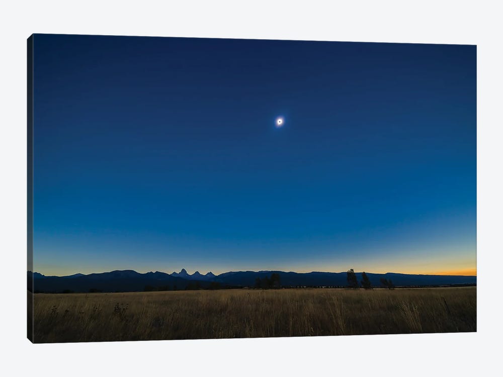 Total Solar Eclipse Over The Grand Tetons In Idaho by Alan Dyer 1-piece Canvas Artwork