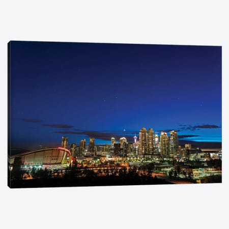 Venus And Stars Setting Over The Skyline Of Calgary, Canada Canvas Print #TRK3294} by Alan Dyer Canvas Print