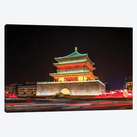 A Night View Of Gulou Tower In Xian, China Canvas Print #TRK3307} by Jeff Dai Canvas Print