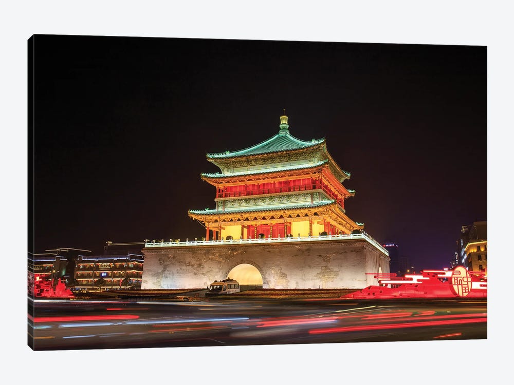 A Night View Of Gulou Tower In Xian, China by Jeff Dai 1-piece Canvas Art