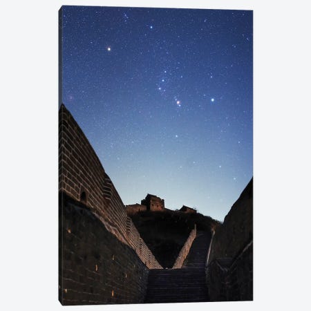 Orion Rises Above The Great Wall In Jinshanling Region, Hebei, China Canvas Print #TRK3332} by Jeff Dai Art Print