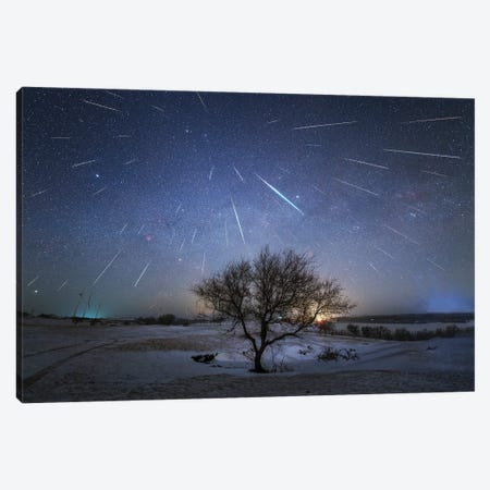 The Annual Geminid Meteor Shower Is Raining Down On Planet Earth, China Canvas Print #TRK3340} by Jeff Dai Canvas Wall Art