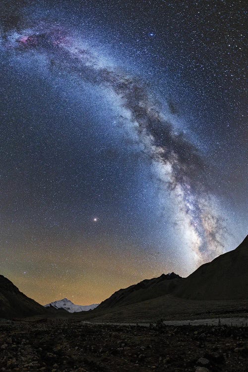 The Milky Way Shines Above Mount Everest In Tibet, China