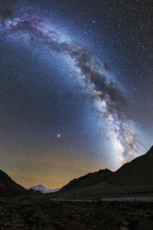 The Milky Way Shines Above Mount Everest In Tibet, China by Jeff Dai wall art