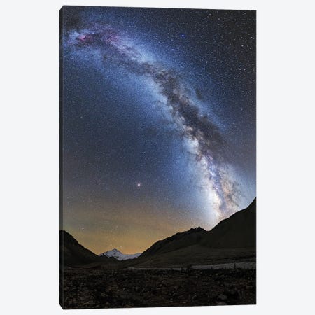 The Milky Way Shines Above Mount Everest In Tibet, China Canvas Print #TRK3357} by Jeff Dai Canvas Wall Art