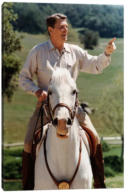 Photo Of President Ronald Reagan On Horseback Canvas Art Print - Stocktrek Images -  Education Collection
