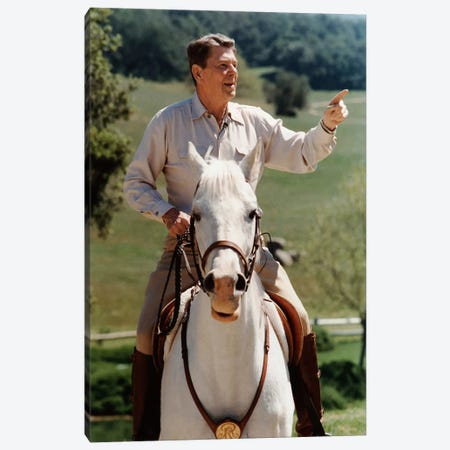 Photo Of President Ronald Reagan On Horseback Canvas Print #TRK335} by Stocktrek Images Canvas Wall Art