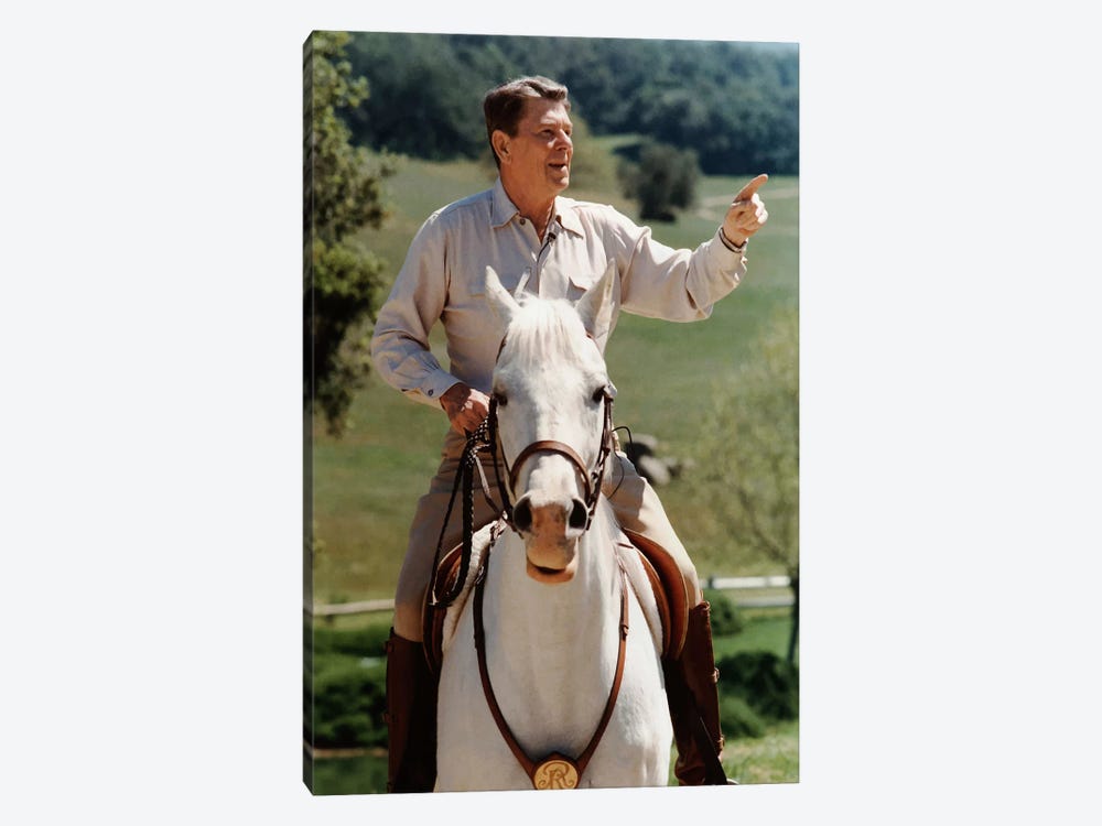 Photo Of President Ronald Reagan On Horseback by Stocktrek Images 1-piece Art Print