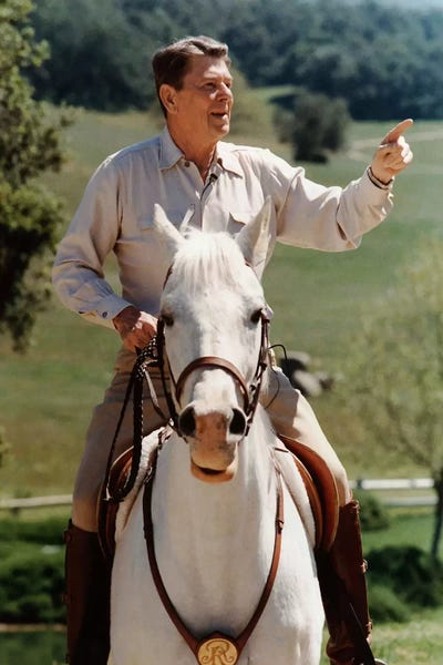 The Eighties: Photo Of President Ronald Reagan On Horseback by Stocktrek Images