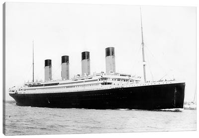 Photo Of RMS Titanic Departing Southampton Canvas Art Print - By Water