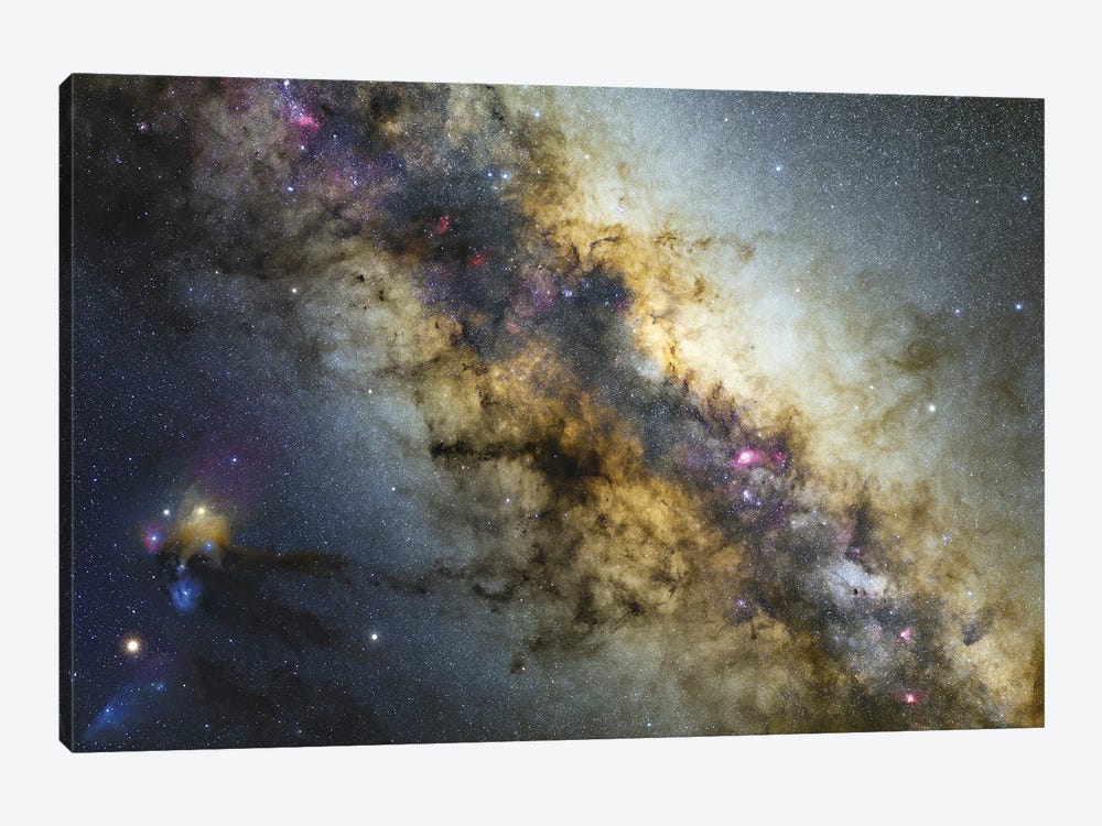 Milky Way With Visible Planets, Nebulae And Open Clusters 1-piece Canvas Art Print