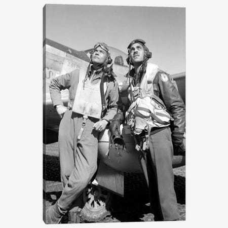 Photo Of Tuskegee Airmen Posing With A P-51D Aircraft Canvas Print #TRK339} by Stocktrek Images Art Print