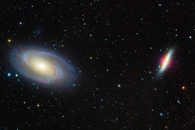 Messier 81, Bode's Galaxy (Left) And Messier 82, The Cigar Galaxy (Right) by Roberto Colombari acrylic art print