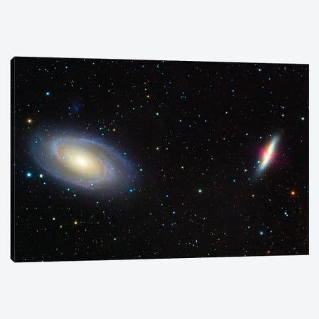 Messier 81, Bode's Galaxy (Left) And Messier 82, The Cigar Galaxy (Right) Canvas Print #TRK3432} by Roberto Colombari Canvas Wall Art