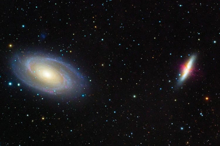 Messier 81, Bode's Galaxy (Left) And Messier 82, The Cigar Galaxy (Right)