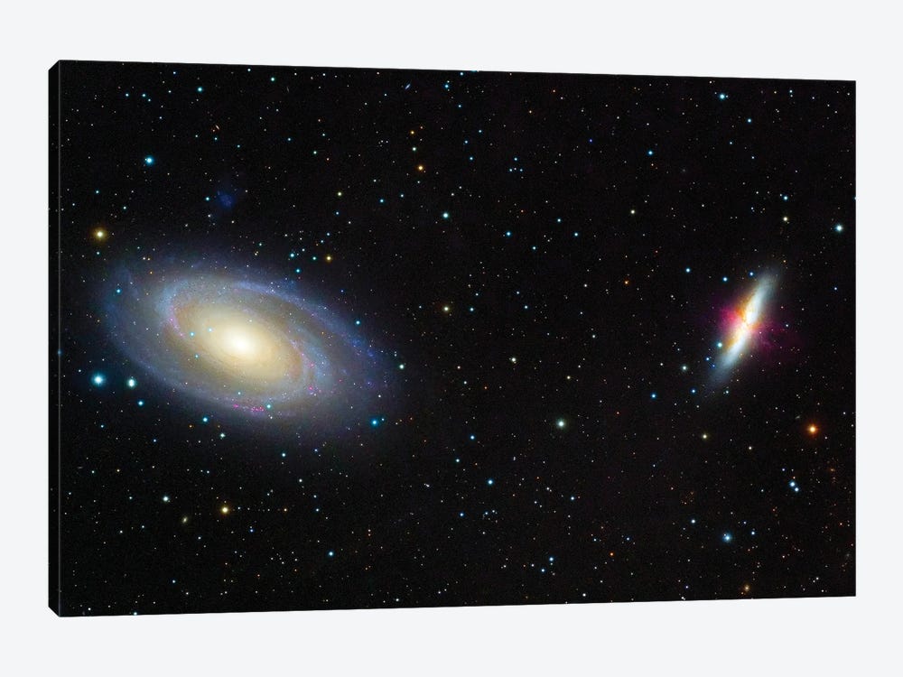 Messier 81, Bode's Galaxy (Left) And Messier 82, The Cigar Galaxy (Right) by Roberto Colombari 1-piece Canvas Print
