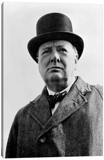 Portrait Of Sir Winston Churchill Canvas Art Print - Winston Churchill