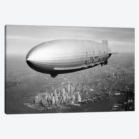 USS Macon Airship Flying Over New York City Canvas Print #TRK347} by Stocktrek Images Canvas Print