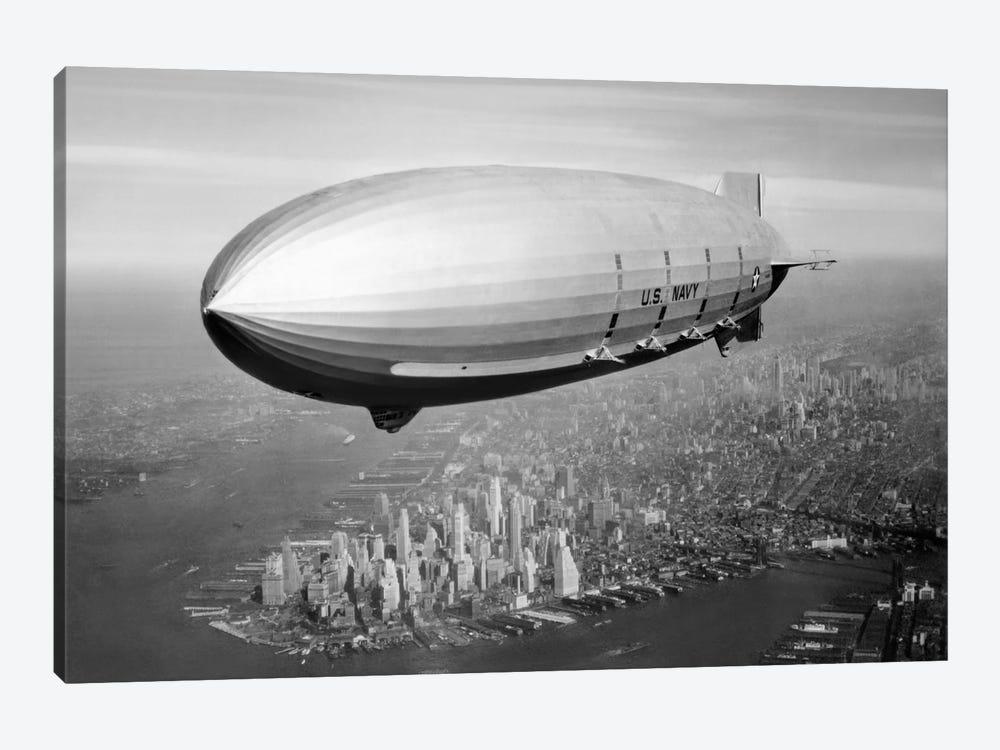 USS Macon Airship Flying Over New York City by Stocktrek Images 1-piece Canvas Art