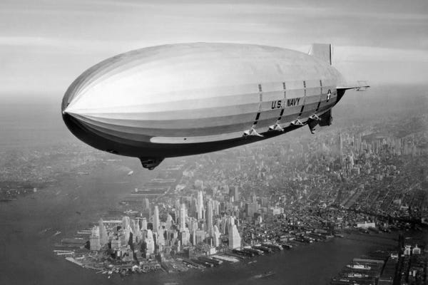 By Air: USS Macon Airship Flying Over New York City by Stocktrek Images