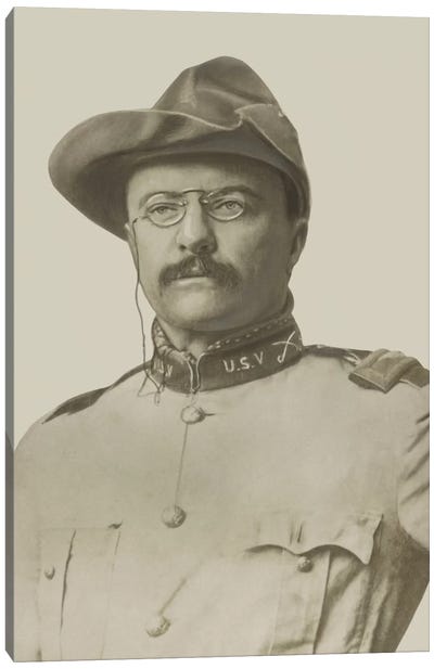 Vintage American History Print Of Colonel Theodore Roosevelt Canvas Art Print - Theodore Roosevelt