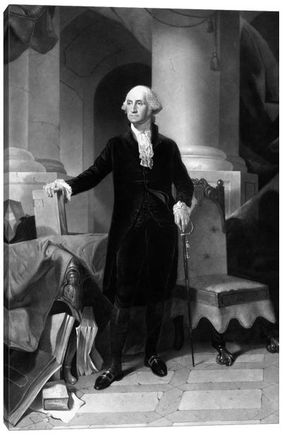 Vintage American History Print Of President George Washington Canvas Art Print - Column Art