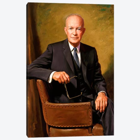 Vintage Painting Of President Dwight D. Eisenhower Seated In A Chair Canvas Print #TRK354} by Stocktrek Images Canvas Art
