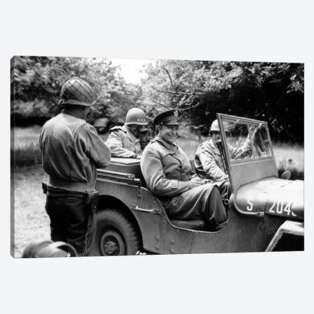 Vintage WWII Photo Of General Dwight D. Eisenhower Sitting In A Jeep Canvas Print #TRK360} by Stocktrek Images Canvas Art