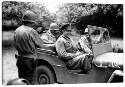 Vintage WWII Photo Of General Dwight D. Eisenhower Sitting In A Jeep Canvas Art Print