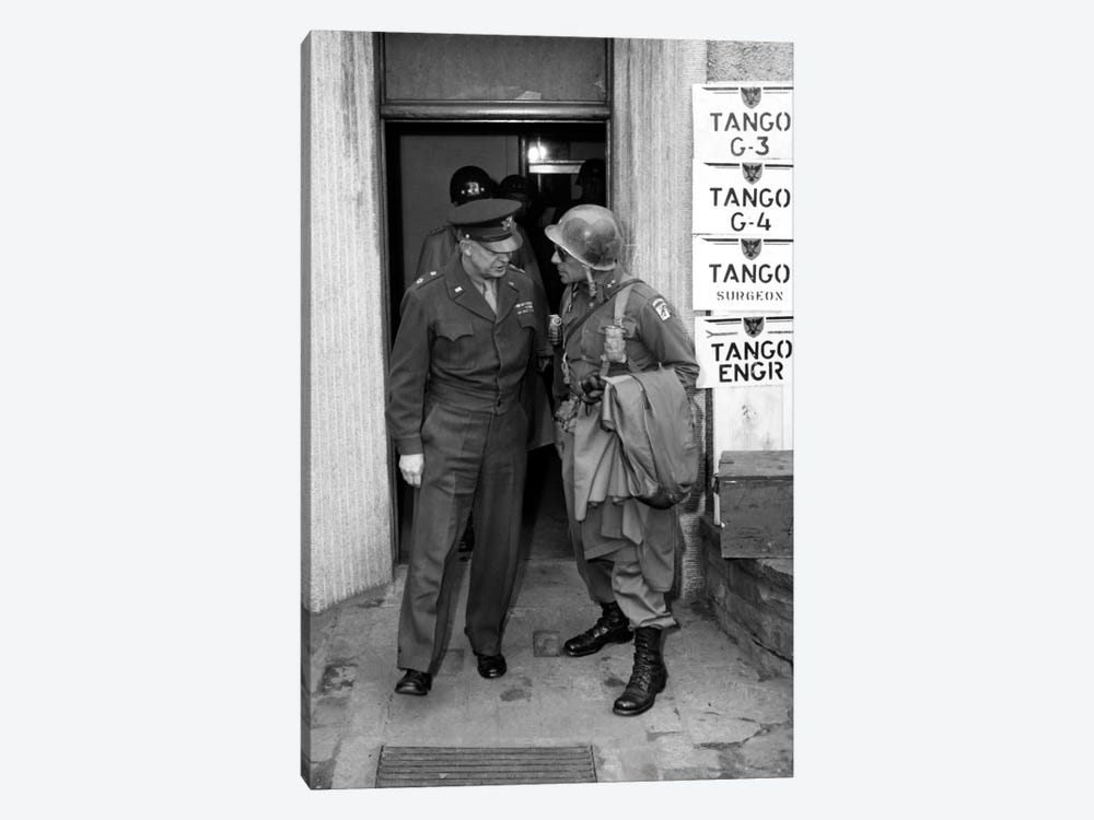 Vintage WWII Photo Of General Eisenhower And Ridgway by Stocktrek Images 1-piece Canvas Wall Art
