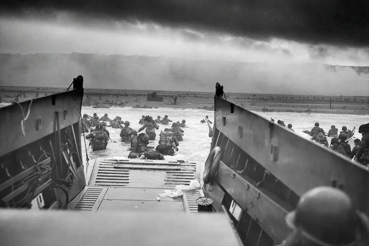 WWII Photo Of American Troops Approaching Omaha Beach