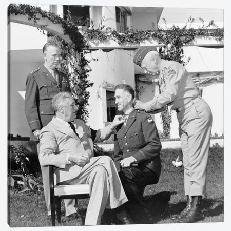 WWII Photo Of President Franklin Roosevelt Presenting The Medal Of Honor Canvas Print #TRK368} by Stocktrek Images Canvas Art
