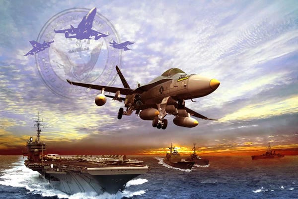 By Air: F/A-18 Hornet Taking Off From A US Navy Aircraft Carrier by Kurt Miller