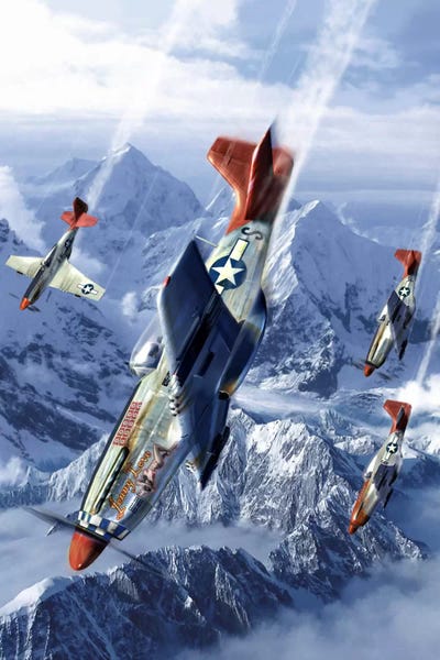 By Air: Tuskegee Airmen Flying Near The Alps In Their P-51 Mustangs by Kurt Miller