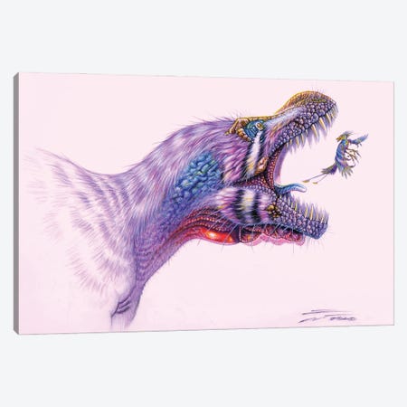 Tyrannosaurus Rex Lunges At An Enantiornithes Bird Canvas Print #TRK3892} by Fabio Pastori Canvas Artwork