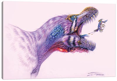 Tyrannosaurus Rex Lunges At An Enantiornithes Bird Canvas Art Print