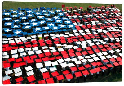 More Than 1,200 Service Members, Civic Leaders, And Civilians Create A Flag During The 9/11 Hampton Roads Remembers Ceremony Canvas Art Print - American Flag Art