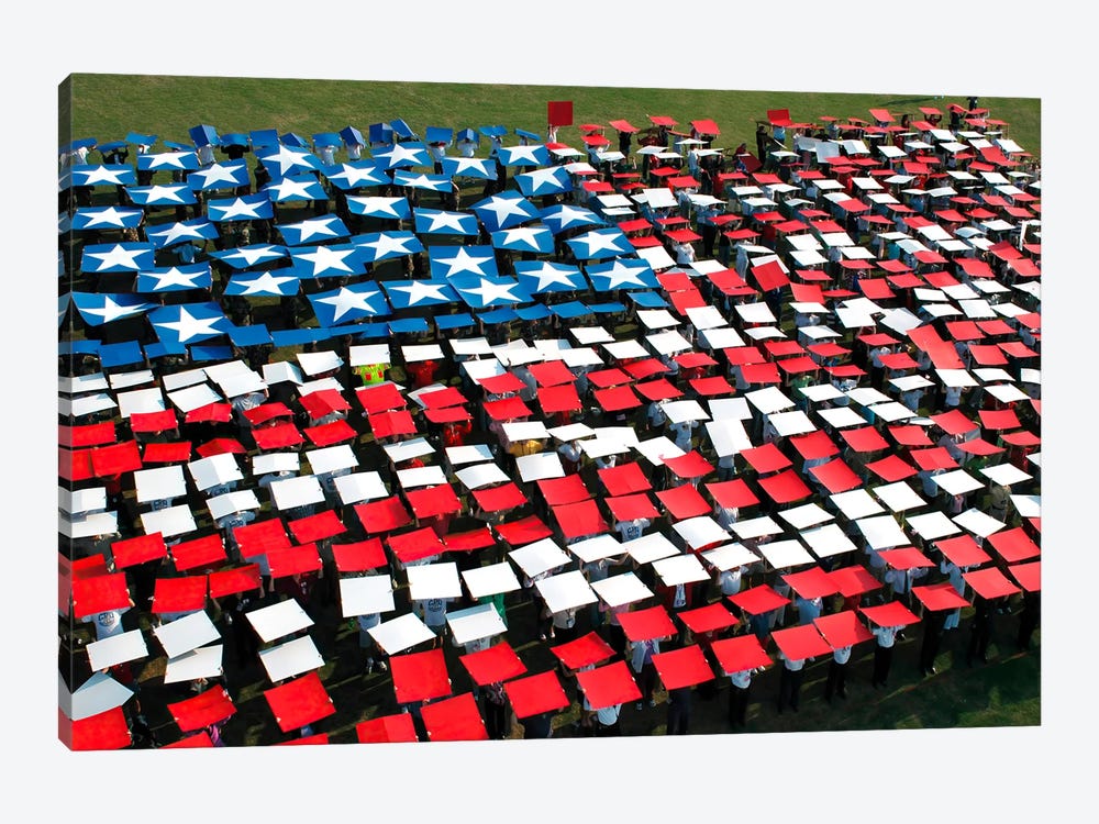 More Than 1,200 Service Members, Civic Leaders, And Civilians Create A Flag During The 9/11 Hampton Roads Remembers Ceremony by Stocktrek Images 1-piece Canvas Print
