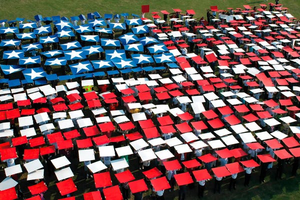 Stocktrek Images: More Than 1,200 Service Members, Civic Leaders, And Civilians Create A Flag During The 9/11 Hampton Roads Remembers Ceremony by Stocktrek Images