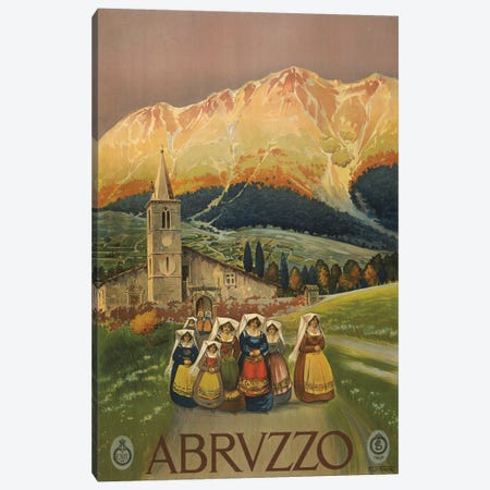 Abruzzo, Italy Vintage Travel Poster, Circa 1920 Canvas Print #TRK3937} by Stocktrek Images Canvas Artwork