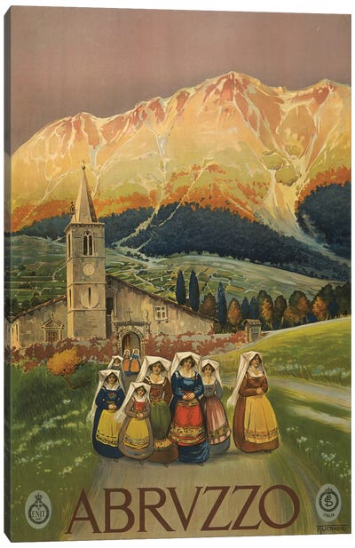 Abruzzo, Italy Vintage Travel Poster, Circa 1920 Canvas Art Print