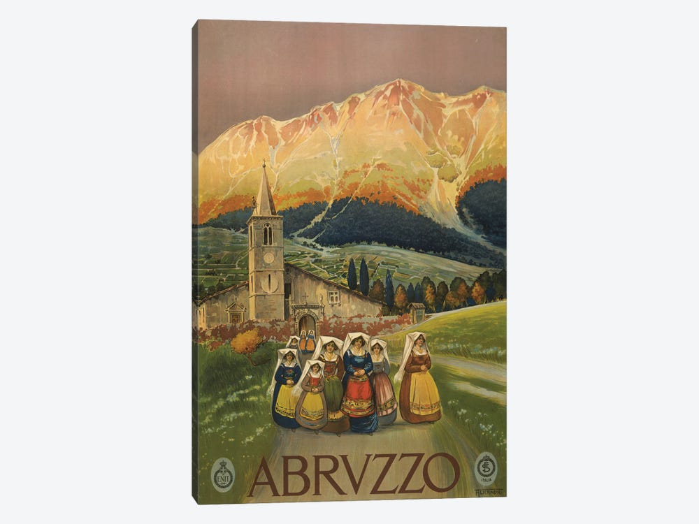Abruzzo, Italy Vintage Travel Poster, Circa 1920 by Stocktrek Images 1-piece Canvas Print
