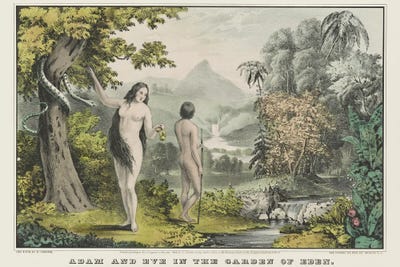 Adam And Eve In The Garden Of Eden, From The Book Of Genesis by Stocktrek Images canvas print