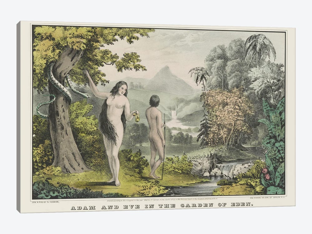 Adam And Eve In The Garden Of Eden, From The Book Of Genesis by Stocktrek Images 1-piece Canvas Wall Art