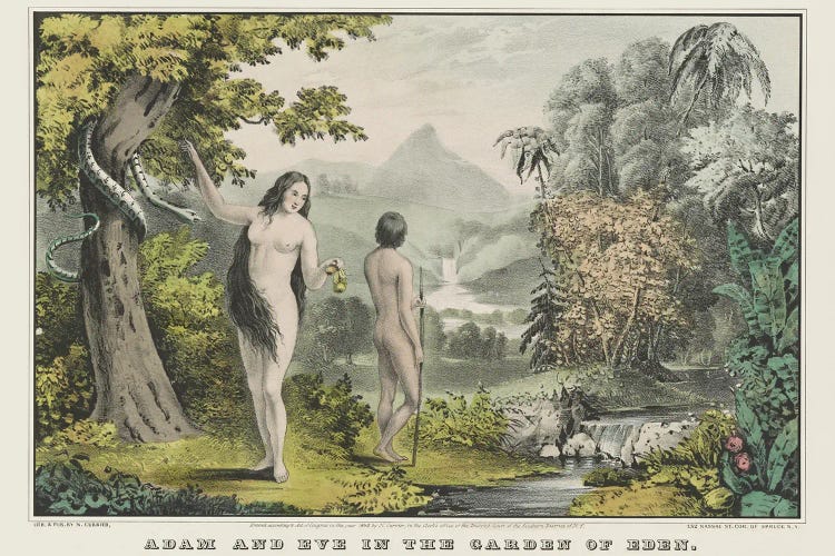 Adam And Eve In The Garden Of Eden, From The Book Of Genesis