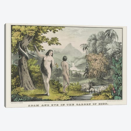 Adam And Eve In The Garden Of Eden, From The Book Of Genesis Canvas Print #TRK3938} by Stocktrek Images Canvas Art Print