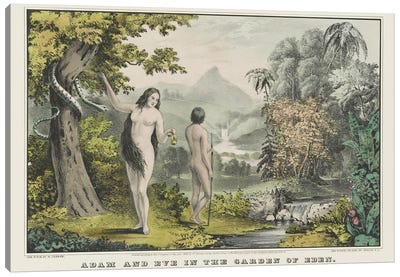 Adam And Eve In The Garden Of Eden, From The Book Of Genesis Canvas Art Print