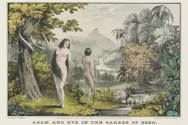 Stocktrek Images: Adam And Eve In The Garden Of Eden, From The Book Of Genesis by Stocktrek Images