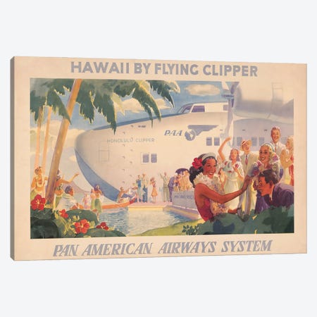 Hawaii By Flying Clipper, Pan American Airways System, Circa 1938 Canvas Print #TRK3943} by Stocktrek Images Canvas Artwork